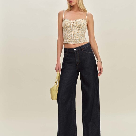 🆕 NWT Reformation Andrea Top Lima Yellow Floral Size 0 - Picture 4 of 8